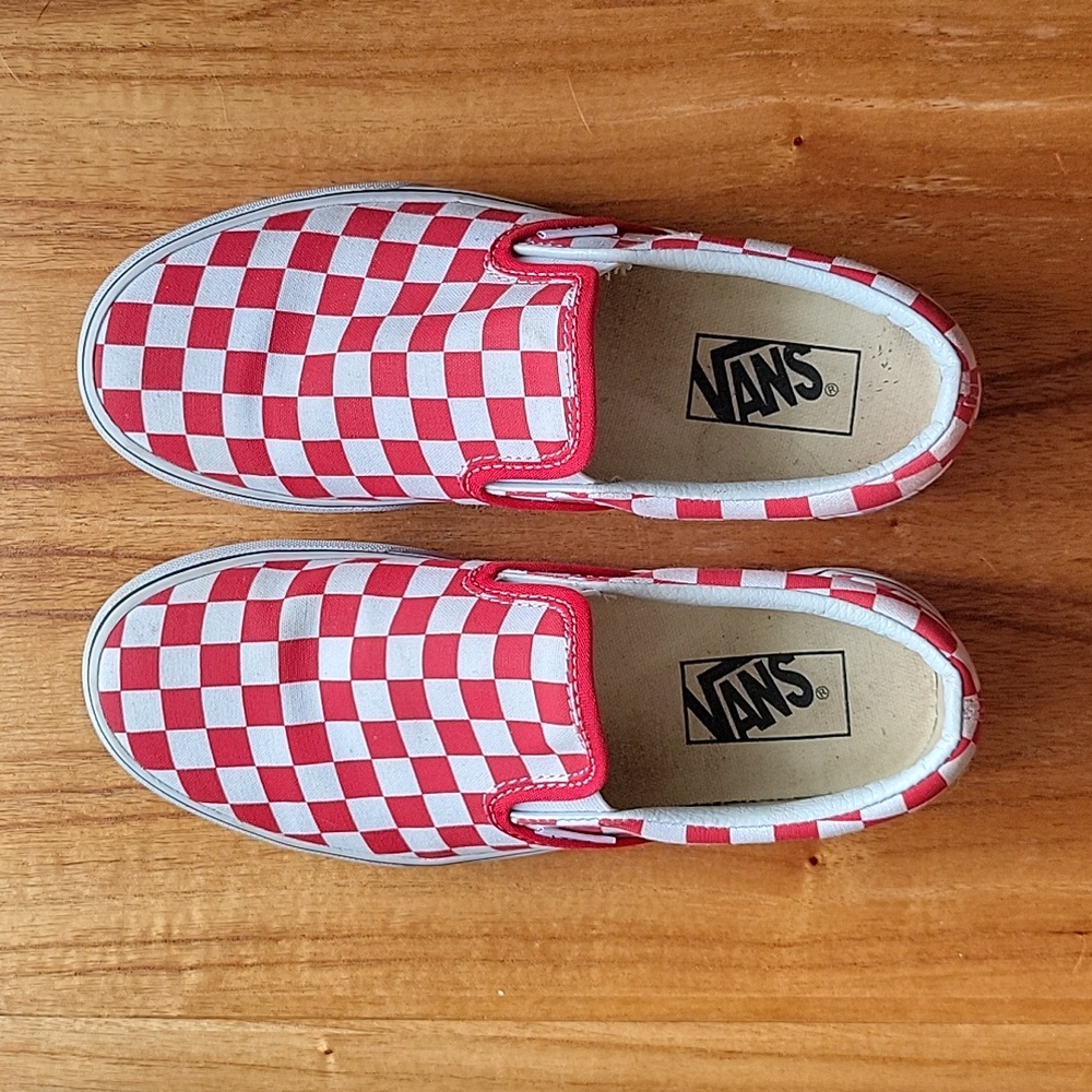 Red & White Checkered Slip On Vans